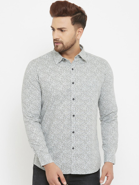 

Canary London Men Grey Micro Ditsy Printed Slim Fit Casual Shirt