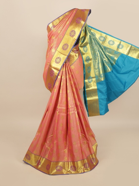 

Pothys Pink & Golden Ethnic Motifs Woven Design Saree