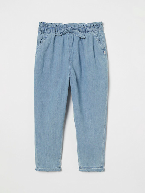 

H&M Girls Blue Solid Paper Bag Trousers