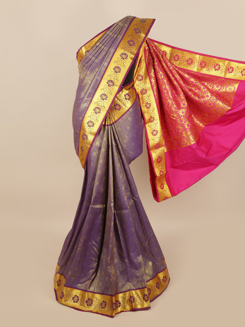 

Pothys Purple & Pink Woven Design Beads and Stones Silk Blend Saree