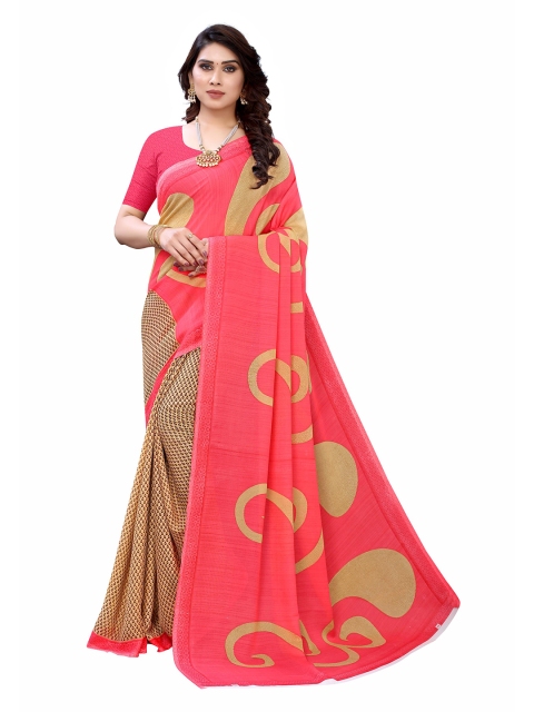 

KALINI Pink & Beige Paisley Saree