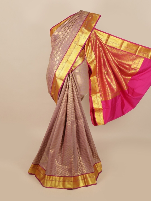 

Pothys Golden & Lavender Ethnic Motifs Stone Work Detail Saree, Gold