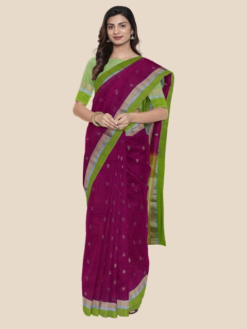 

KLM Fashion Mall Purple & Green Woven Design Cotton Blend Saree