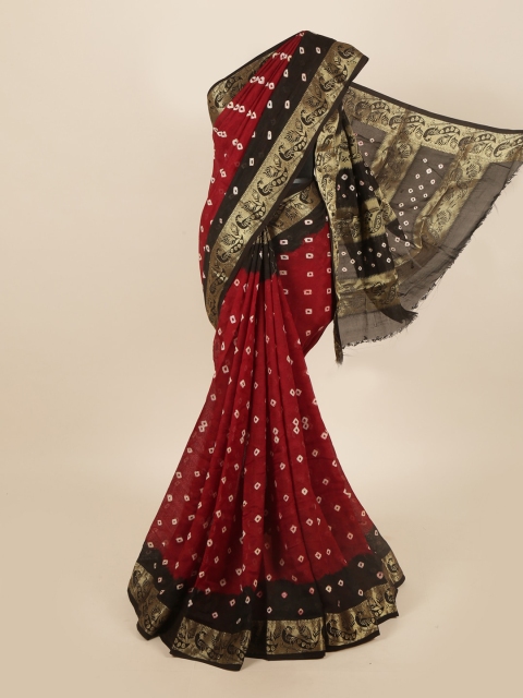 

Pothys Maroon & Black Bandhani Zari Art Silk Saree