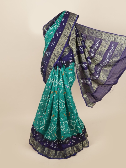 

Pothys Green & Blue Bandhani Art Silk Saree