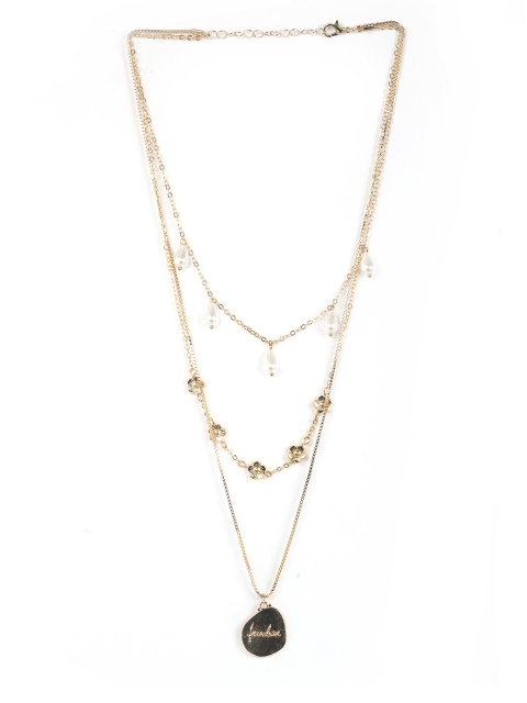 

YoungWildFree Gold-Toned & White Brass Gold-Plated Layered Necklace