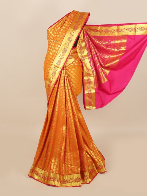 

Pothys Orange & Golden Ethnic Motifs Woven Design Saree