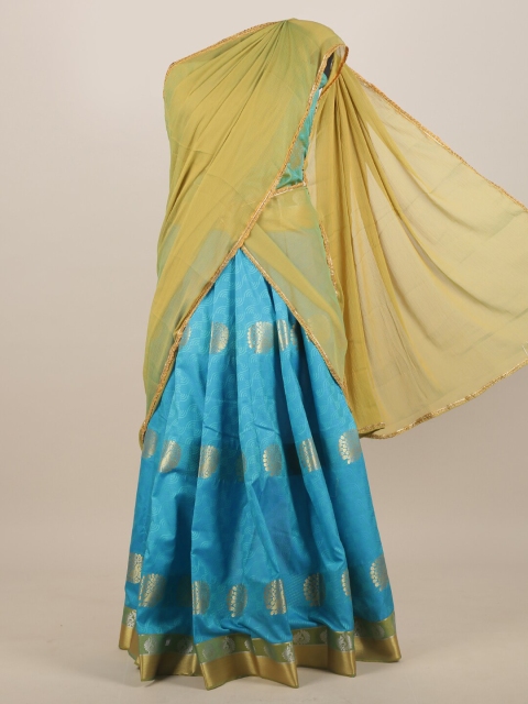 

Pothys Beige & Blue Ethnic Motifs Half and Half Saree