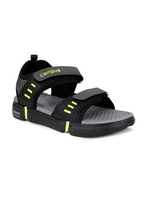 

Campus Men Black Solid Sports Sandals