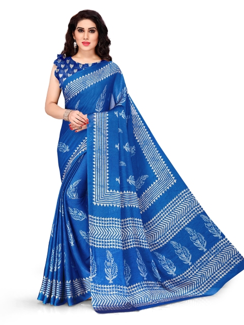

KALINI Blue & Off White Floral Saree