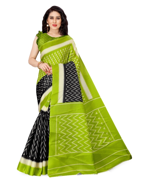 

KALINI Green & Black Printed Art Silk Designer Saree
