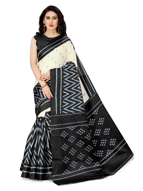 

KALINI Off White & Black Art Silk Saree