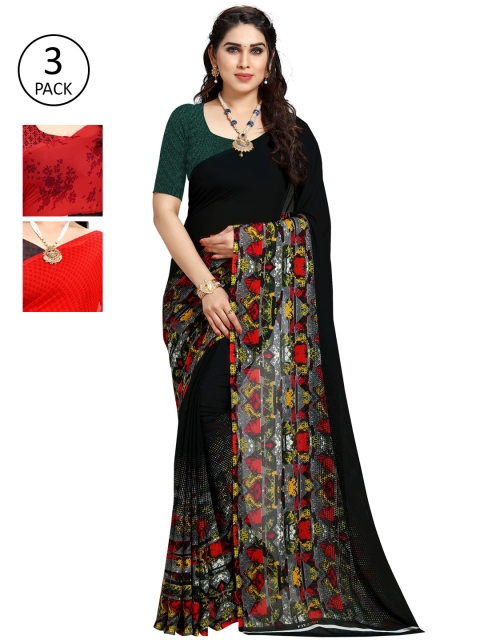 

KALINI Set-3 Black & Brown Saree