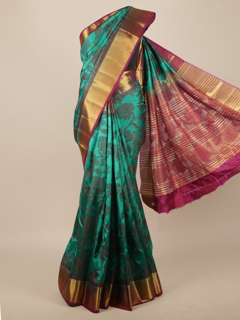 

Pothys Green & Magenta Floral Jute Silk Saree