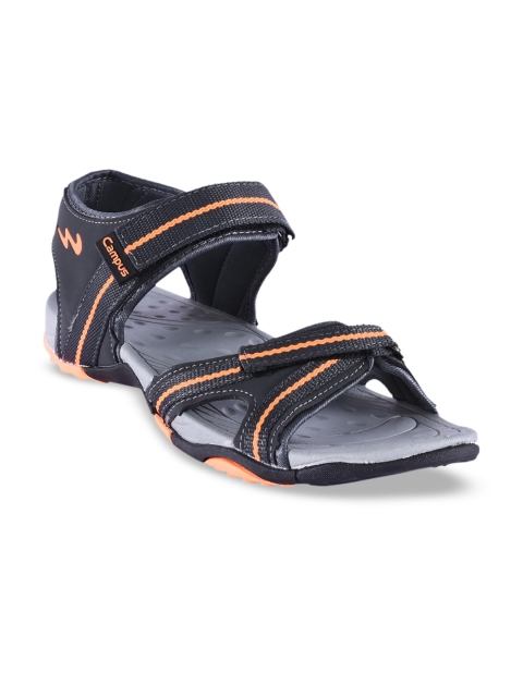 

Campus Men Grey & Orange Sports Sandals