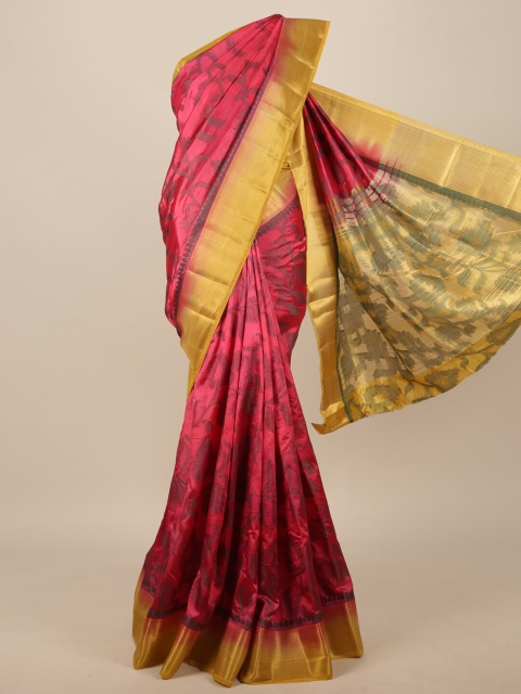 

Pothys Pink & Gold-Toned Woven Design Jute Silk Saree