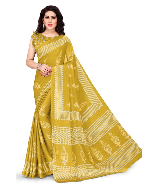 

KALINI Yellow & White Saree