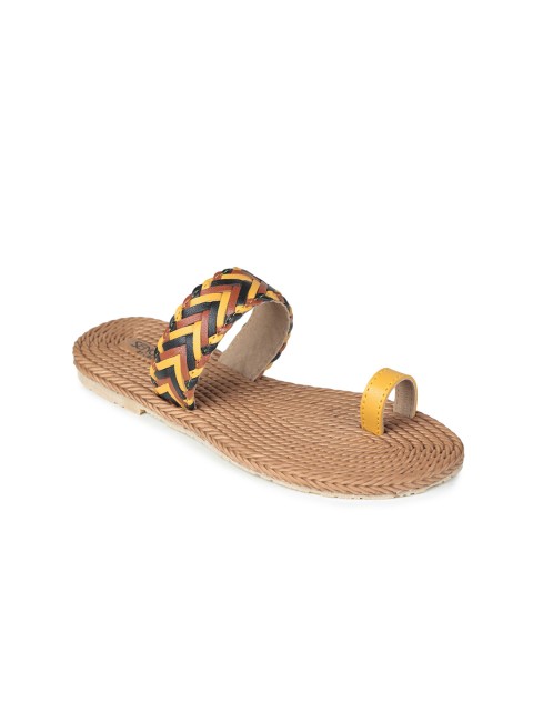 

Liberty Yellow Woven Designed One Toe Flats