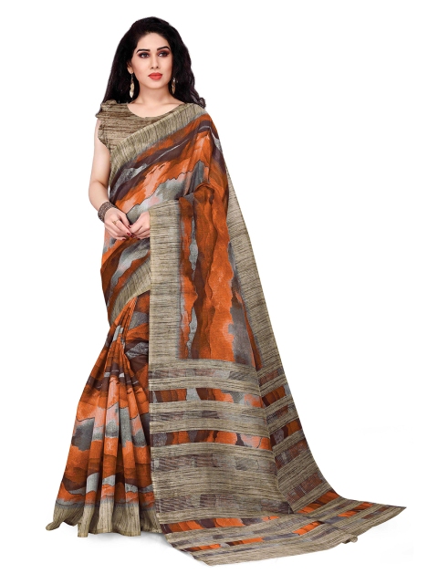 

KALINI Orange & Beige Art Silk Saree
