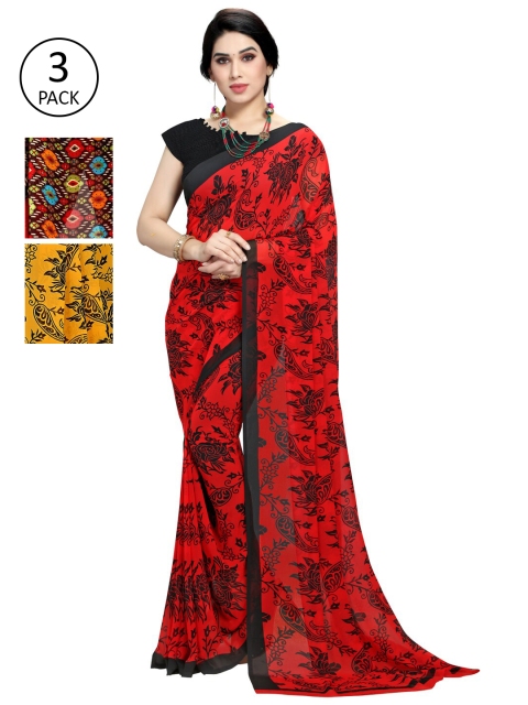 

KALINI Multicoloured Pack of 3 Floral Saree, Multi