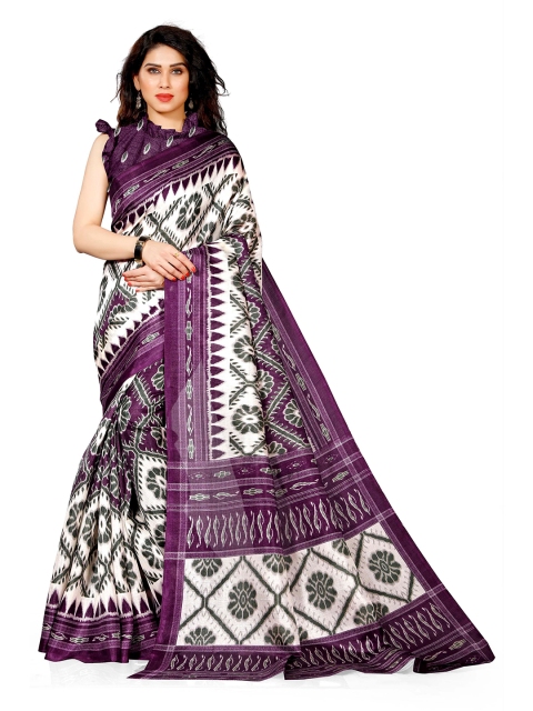 

KALINI White & Purple Ethnic Motifs Art Silk Saree