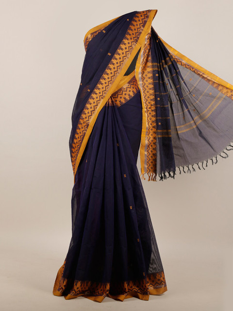 

Pothys Blue & Yellow Woven Design Pure Cotton Saree