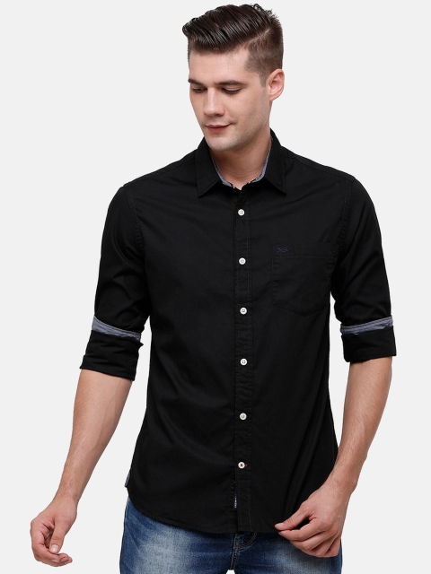 

Double Two Men Black Slim Fit Casual Shirt