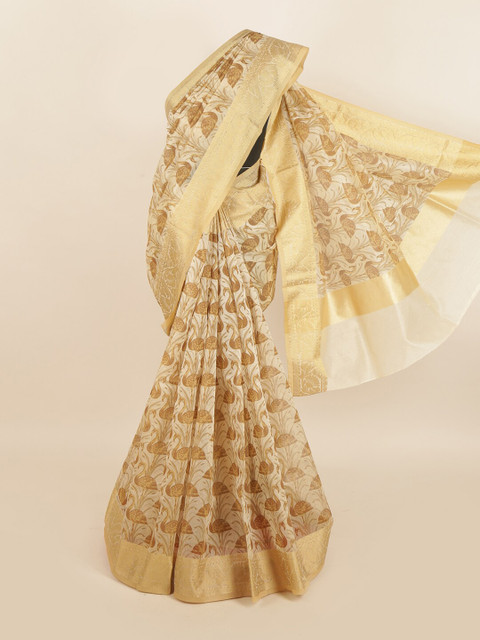 

Pothys Women Cream & Brown Printed Saree