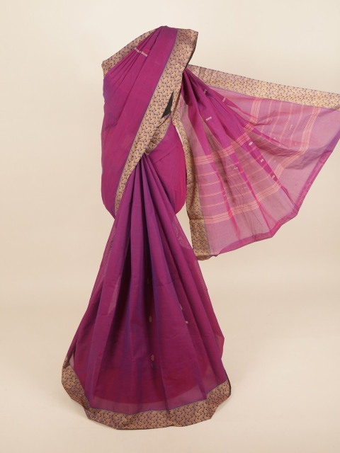 

Pothys Violet & Gold-Toned Pure Cotton Saree