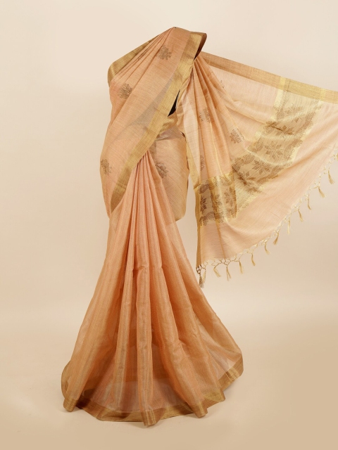 

Pothys Cream-Coloured & Gold-Toned Woven Design Jute Cotton Saree