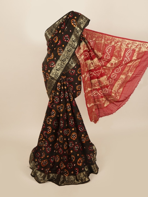

Pothys Black & Red Ethnic Motifs Zari Art Silk Saree