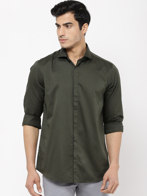 

STROP Men Olive Green Casual Shirt