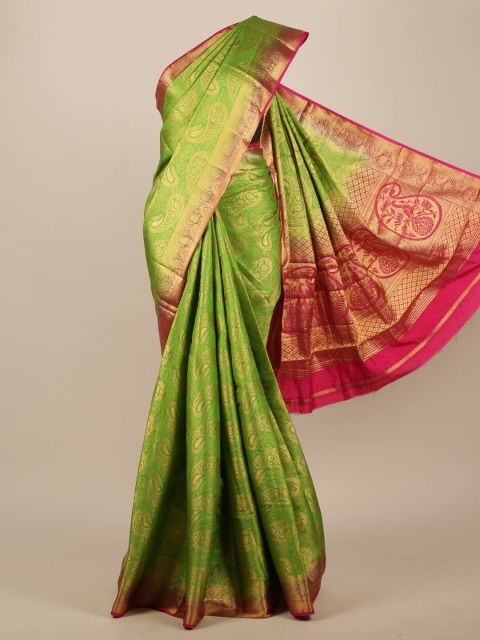

Pothys Green & Pink Woven Design Jute Silk Saree
