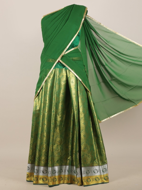 

Pothys Women Green & GoldenToned Woven Design Art Silk Traditional Half Saree