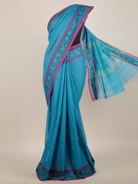 

Pothys Blue & Purple Floral Pure Cotton Saree