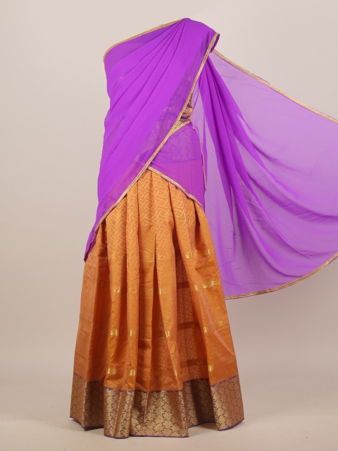 

Pothys Purple & Orange Zari Half and Half Saree