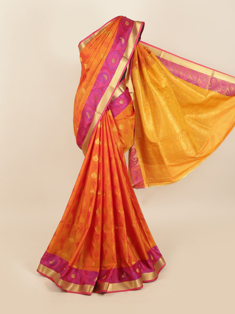 

Pothys Orange & Pink Paisley Zari Silk Blend Saree