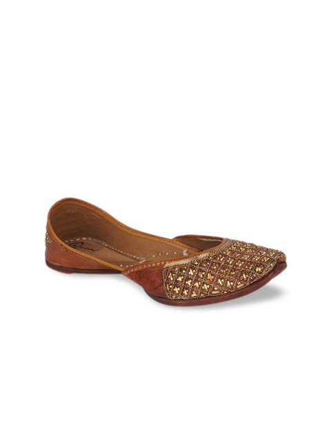 

The Desi Dulhan Women Copper-Toned Handcrafted Embellished Mojaris