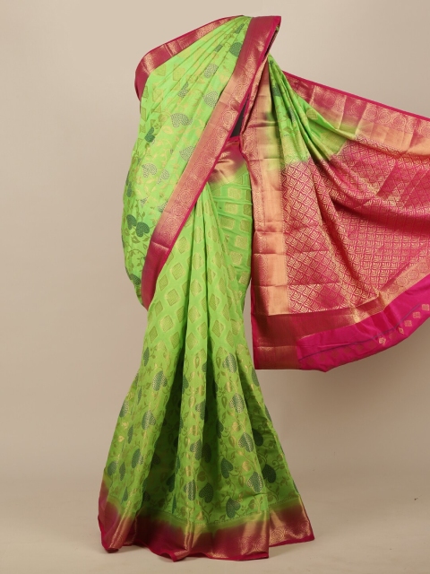

Pothys Green & Red Jute Silk Saree