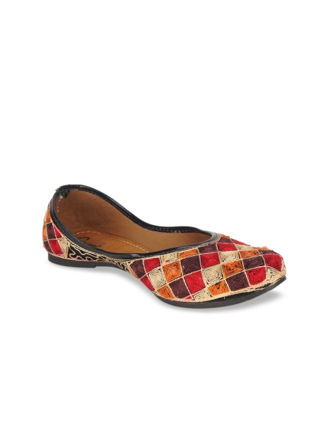 The Desi Dulhan Women Multicoloured Ethnic Mojaris with Embroidered Flats, Multi
