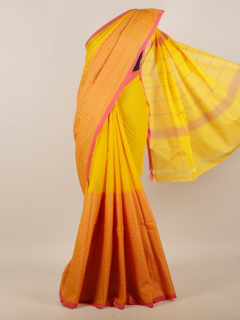 

Pothys Yellow & Pink Woven Design Pure Cotton Saree