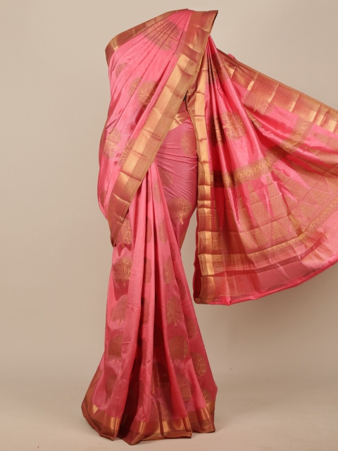 

Pothys Pink & Golden Ethnic Motifs Jute Silk Saree