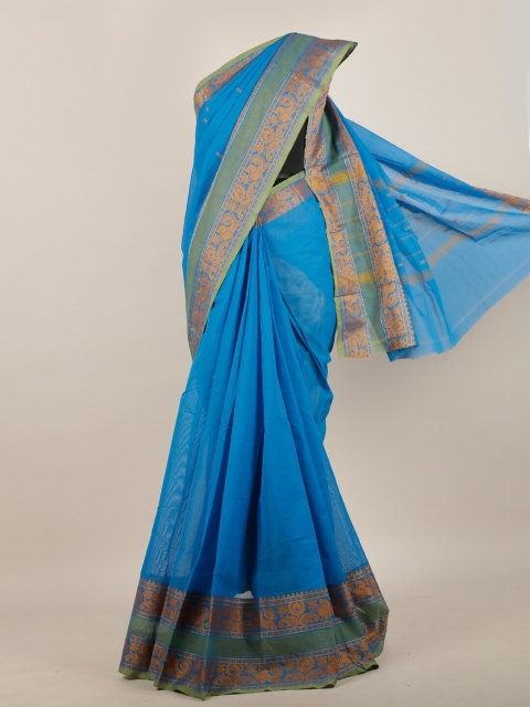 

Pothys Blue & Gold-Toned Pure Cotton Saree