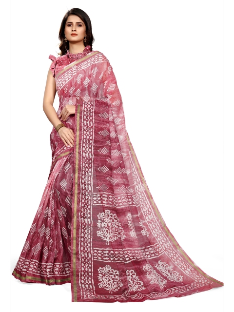 

KALINI Pink & Off White Zari Saree
