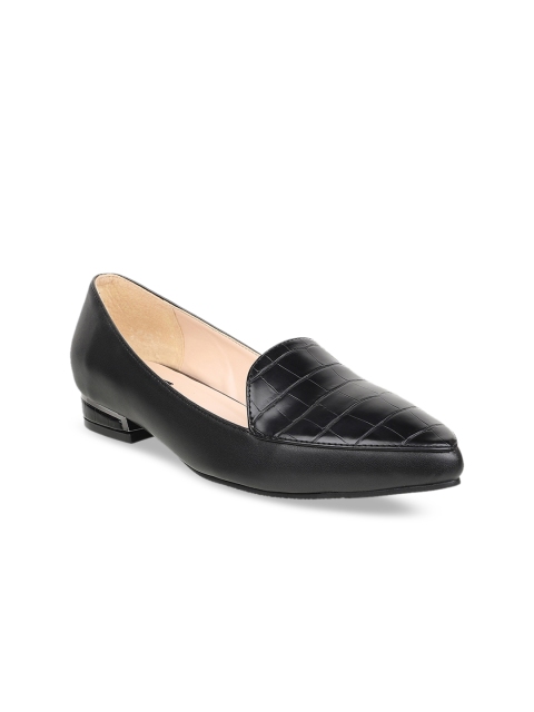 Sherrif Shoes Women Black Textured Ballerinas Flats