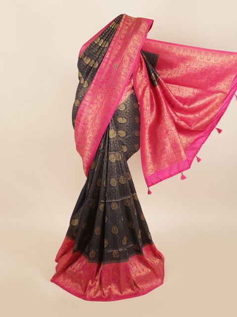 

Pothys Blue & Pink Woven Design Jute Silk Saree