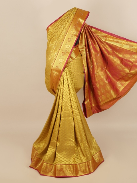 

Pothys Gold-Toned Zari Stone Work Silk Blend Saree