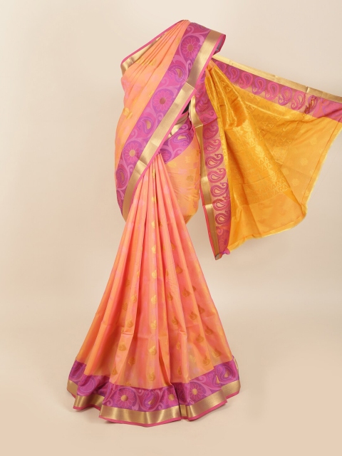 

Pothys Peach-Coloured & Violet Woven Design Zari Silk Blend Saree