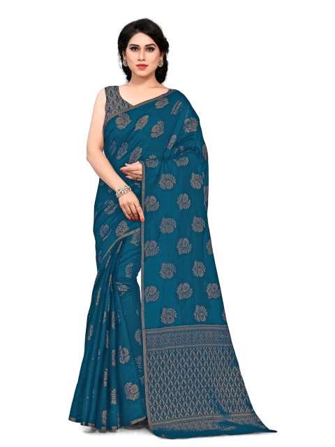 

KALINI Blue & Beige Woven Design Zardozi Bagh Saree