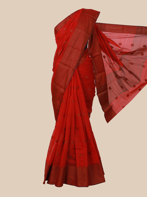 

Pothys Maroon & Red Woven Design Cotton Blend Saree